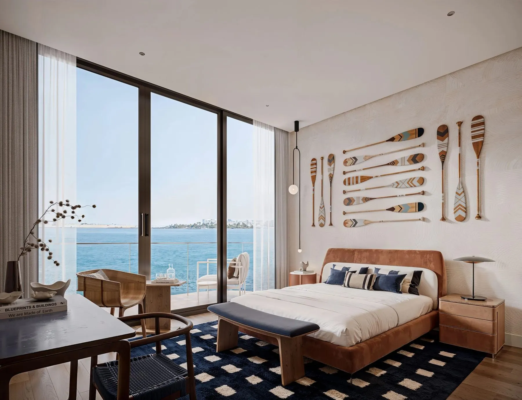 Bedroom with nautical details and sea view